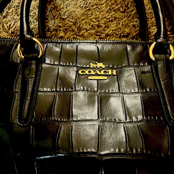Coach Bags Coach Purse Black Leather With Gold Emblems Poshmark
